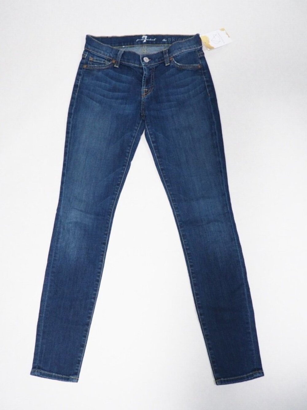 7 For All Mankind Blue Medium Wash Denim Skinny Jeans, Size 25